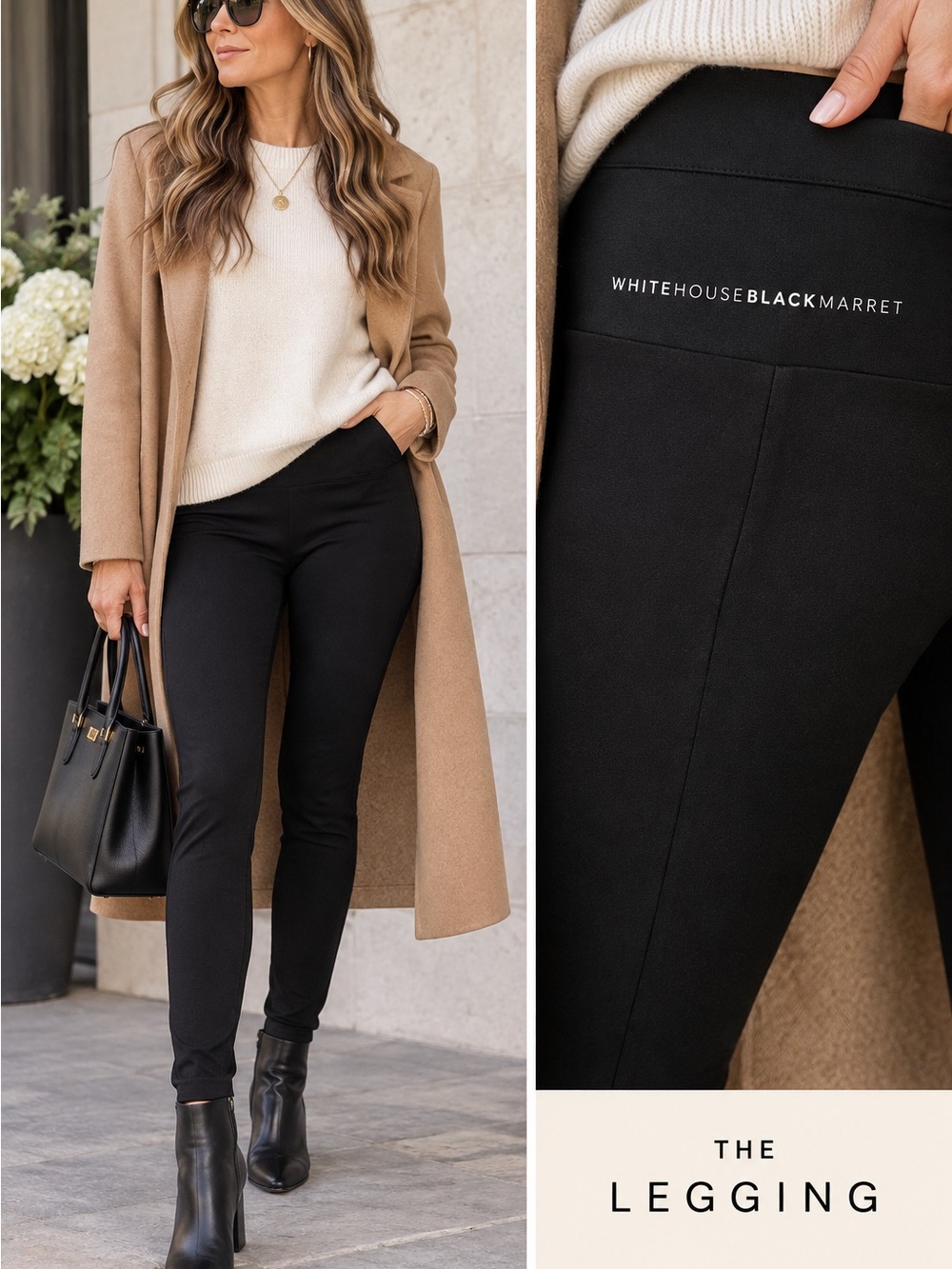 White House Black Market Black Ponte Leggings M